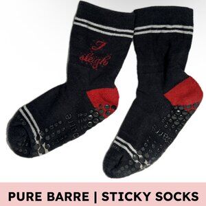 🎄 Pure Barre Holiday Grippy Socks — “I Sleigh” Red/Black (One Size)